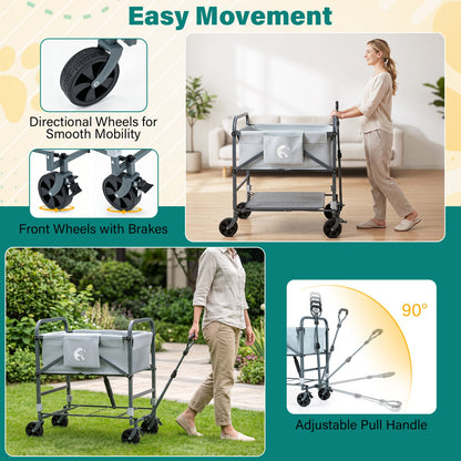 Foldable Dog Bath Cart, Adjustable Height, 4 Wheels, Black & Gray