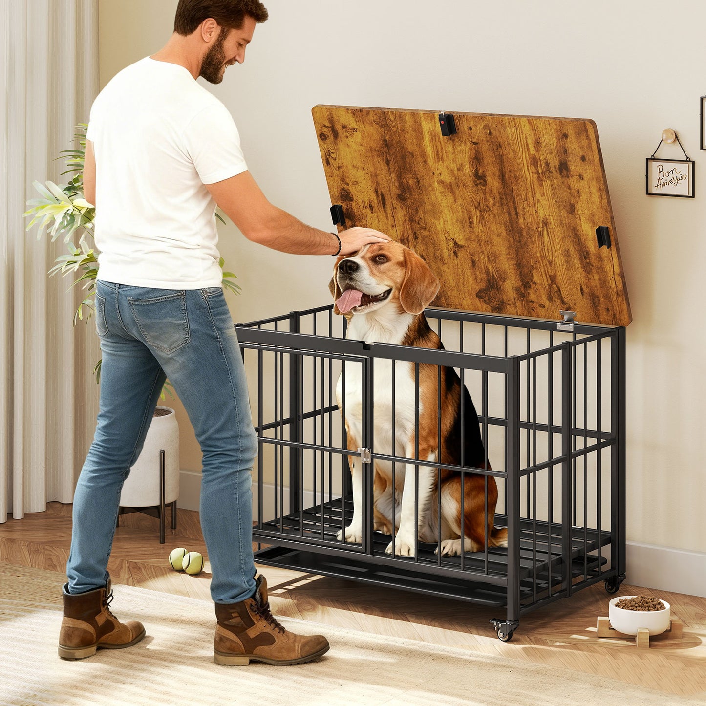 Foldable Dog Crate Furniture, L, Black Dog Kennels at Gallery Canada
