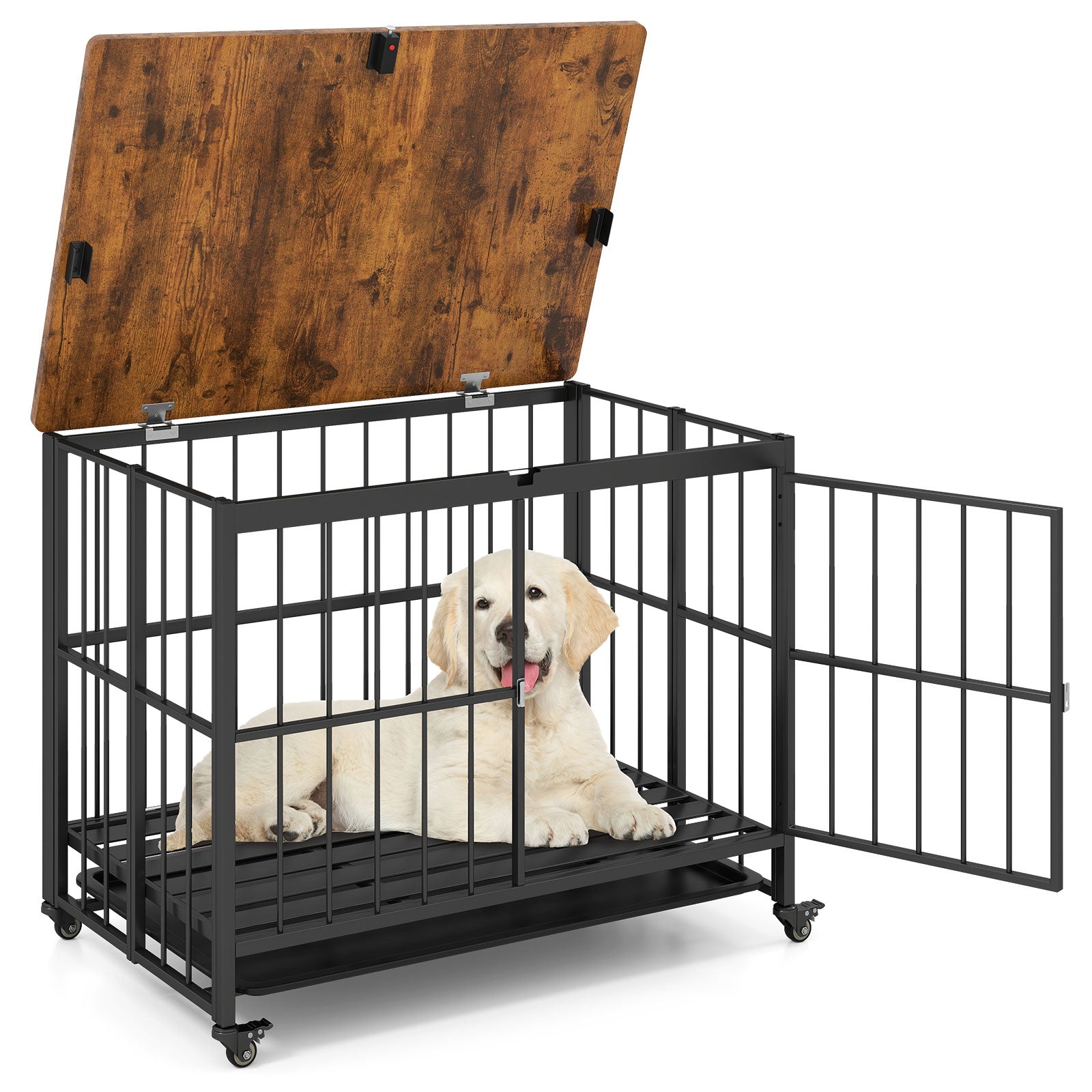Foldable Dog Crate Furniture, L, Black Dog Kennels Black at Gallery Canada