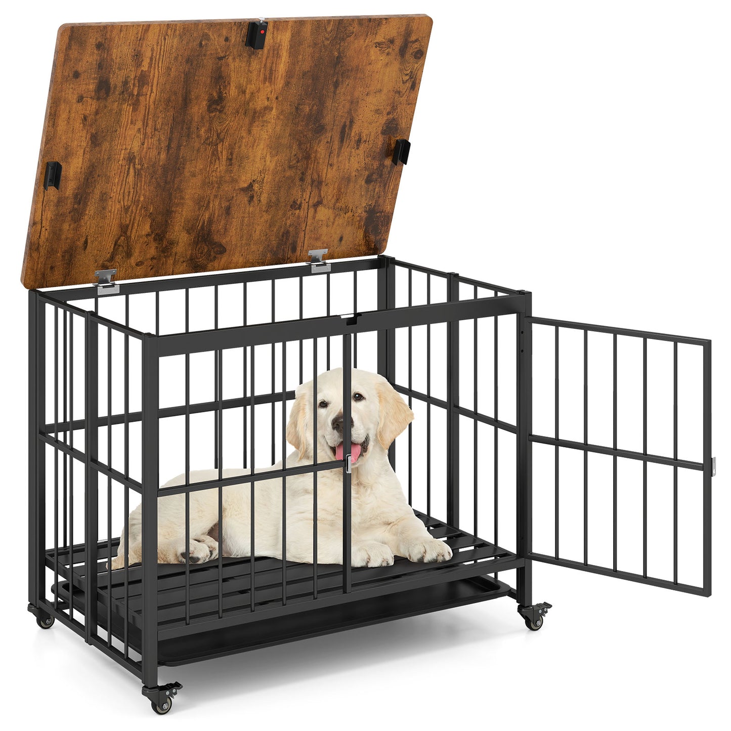 Foldable Dog Crate Furniture, L, Black Dog Kennels Black at Gallery Canada