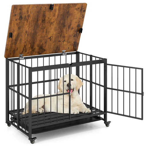 Foldable Dog Crate Furniture, L, Black
