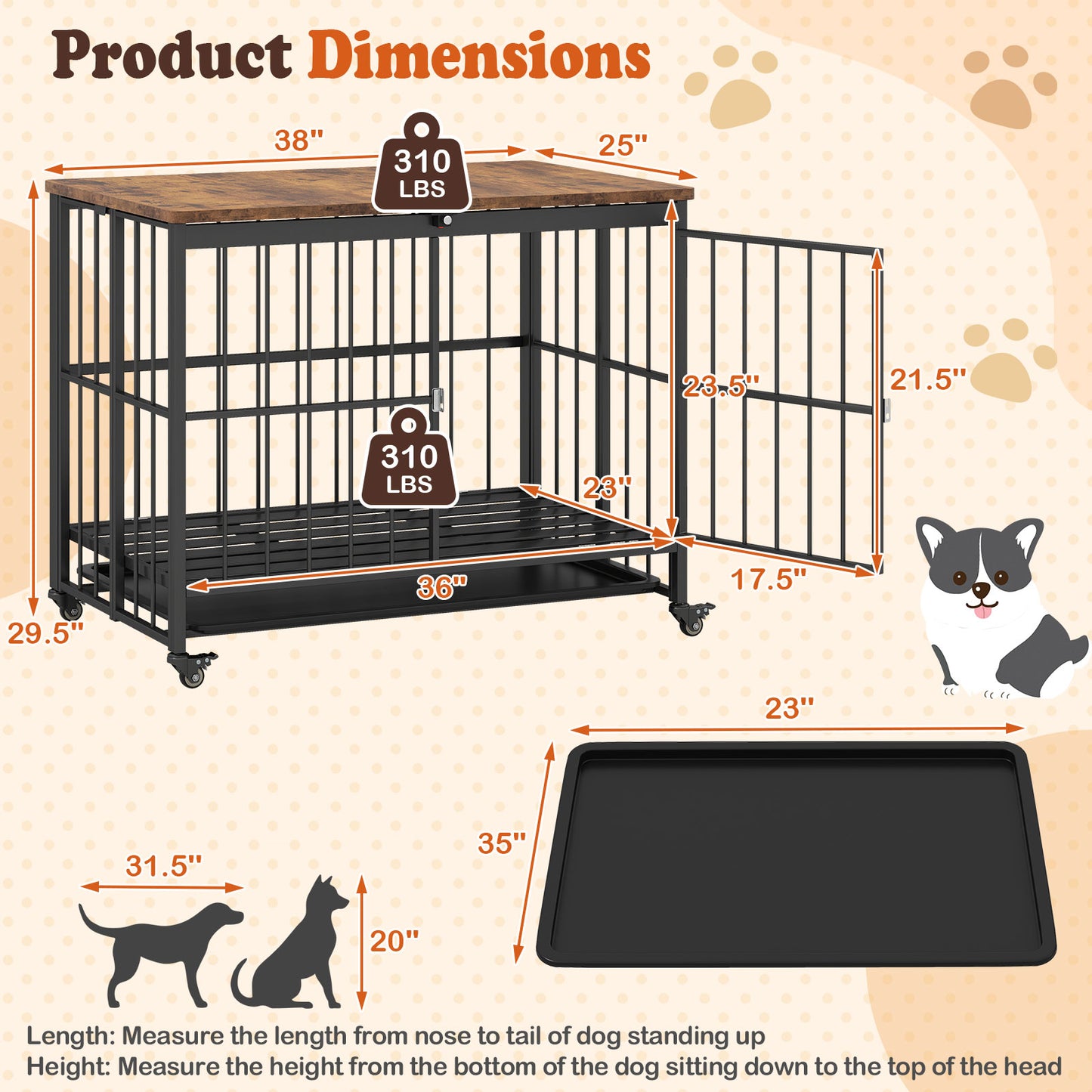 Foldable Dog Crate Furniture, L, Black Dog Kennels at Gallery Canada