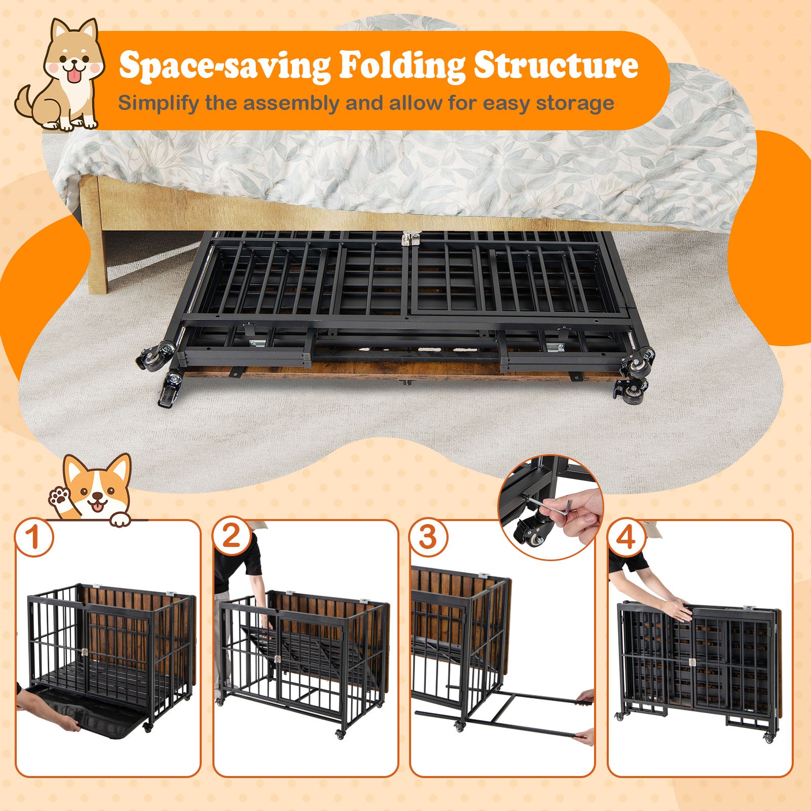 Foldable Dog Crate Furniture, L, Black Dog Kennels at Gallery Canada