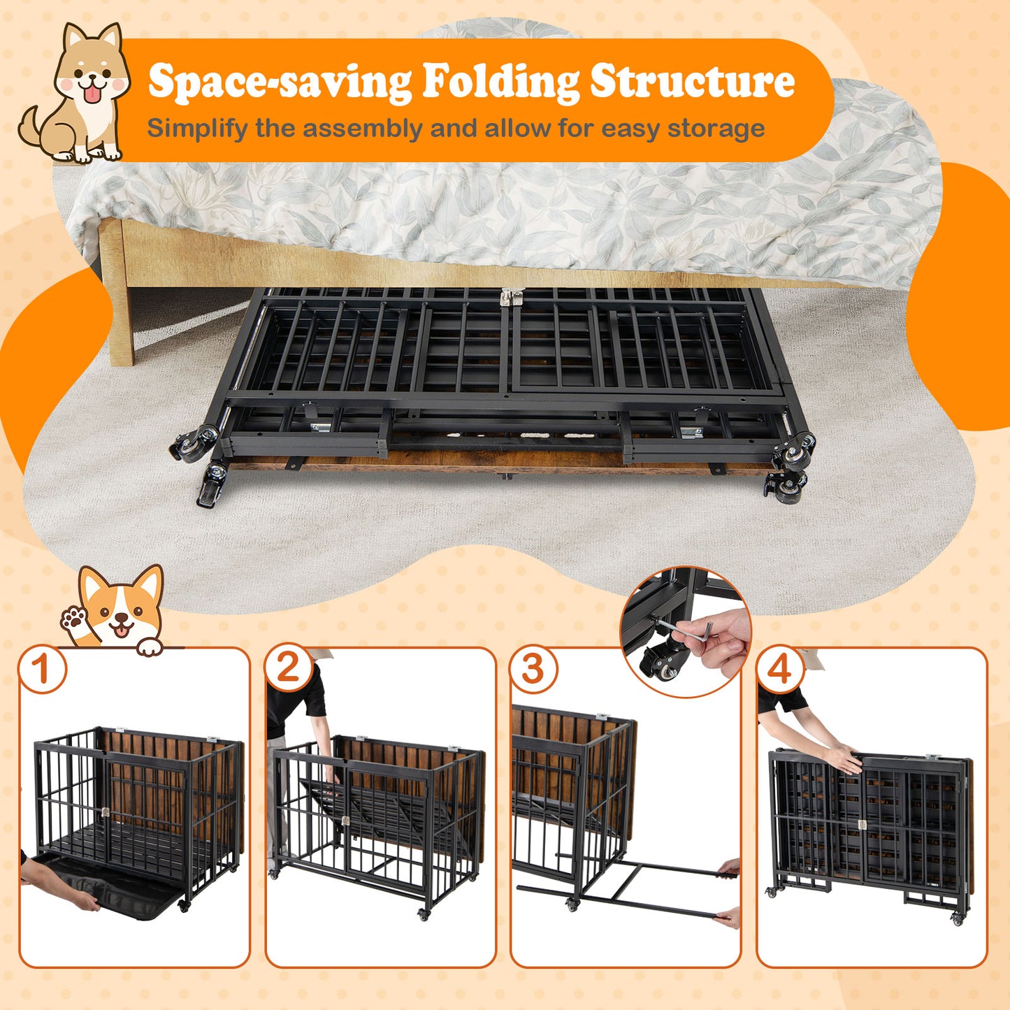 Foldable Dog Crate Furniture, L, Black Dog Kennels at Gallery Canada