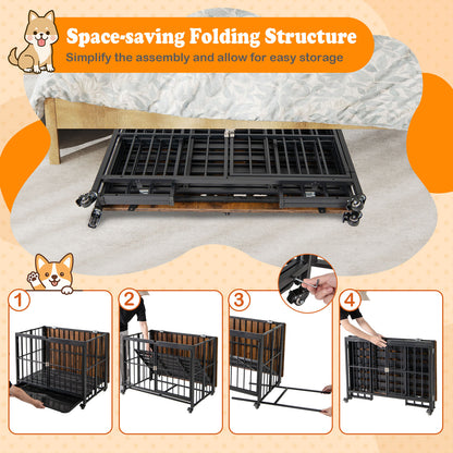 Foldable Dog Crate Furniture, L, Black Dog Kennels at Gallery Canada