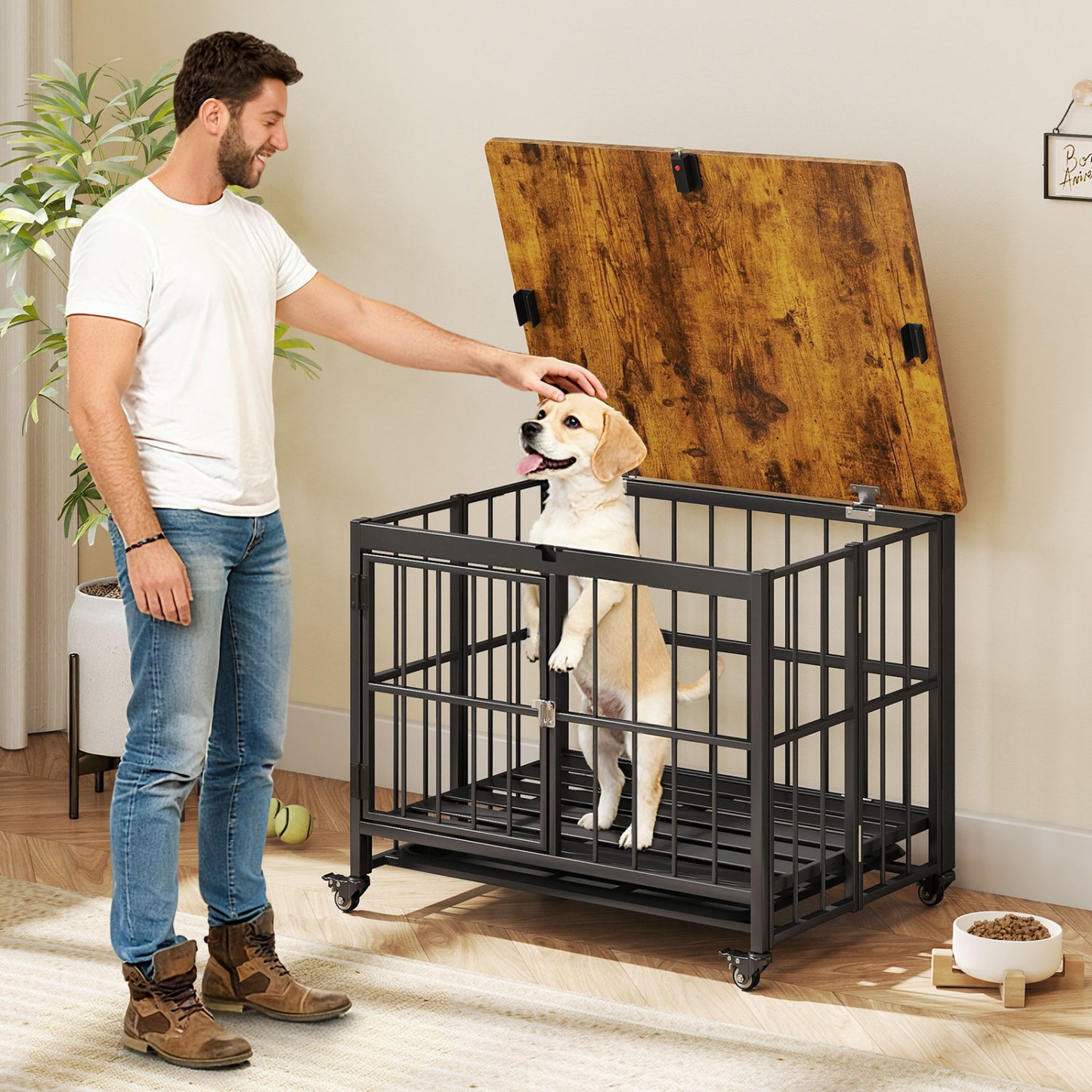 Foldable Dog Crate Furniture, Removable Tray, Lockable Door, S, Black Dog Kennels at Gallery Canada