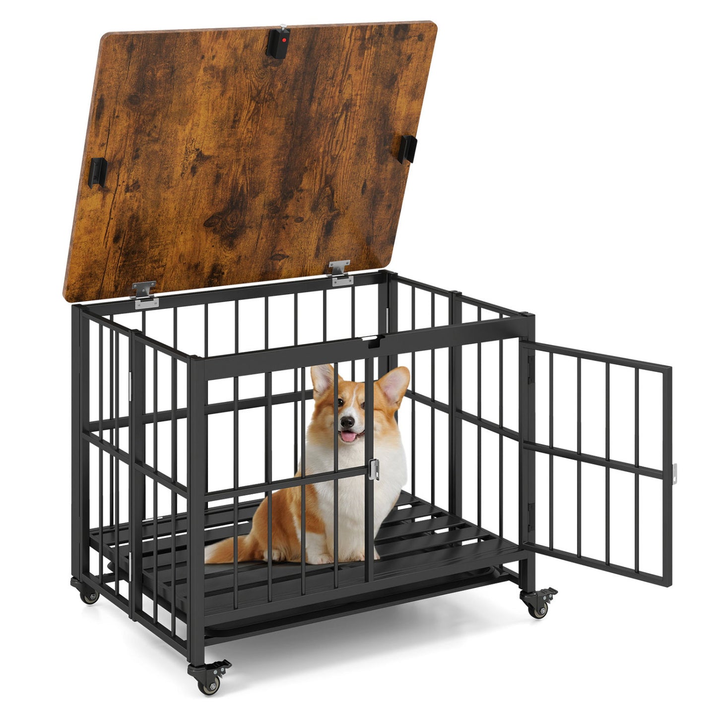 Foldable Dog Crate Furniture, Removable Tray, Lockable Door, S, Black Dog Kennels at Gallery Canada