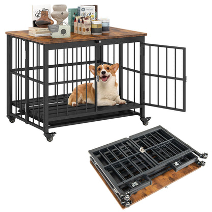 Foldable Dog Crate Furniture, Removable Tray, Lockable Door, S, Black Dog Kennels at Gallery Canada