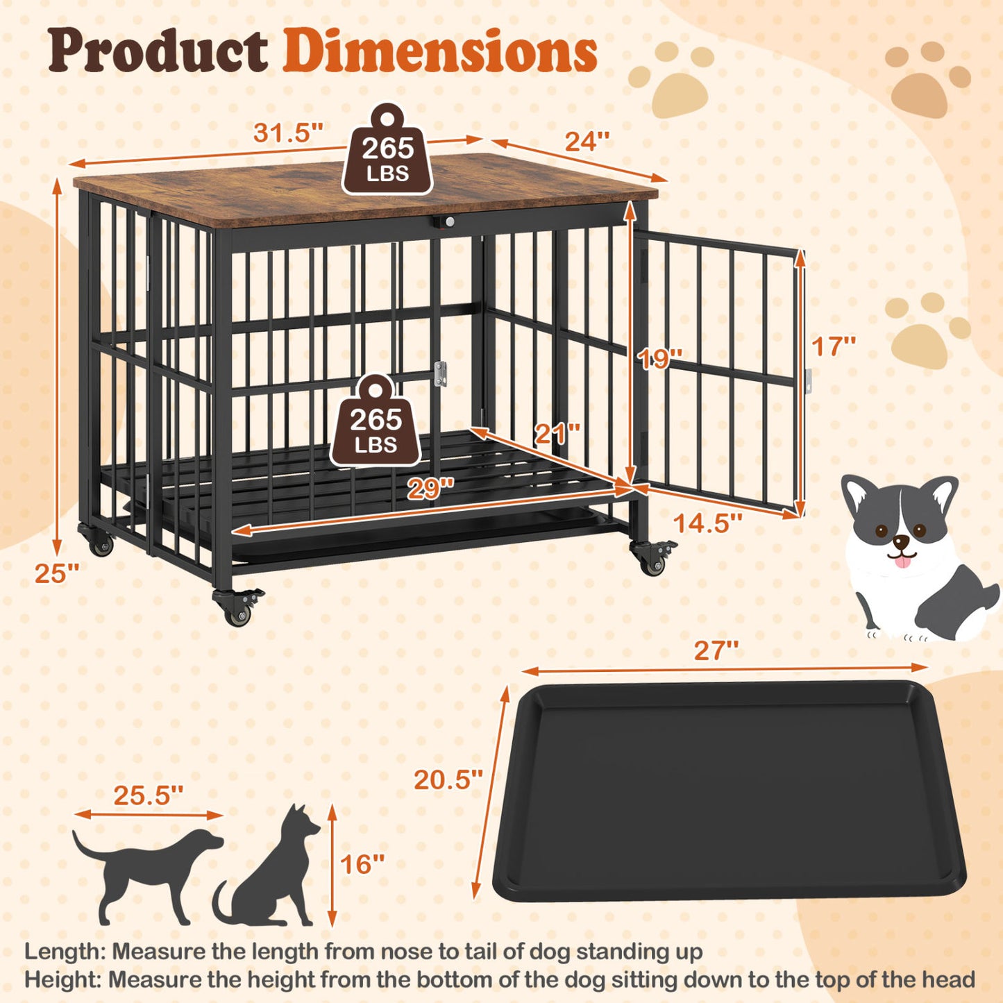 Foldable Dog Crate Furniture, Removable Tray, Lockable Door, S, Black Dog Kennels at Gallery Canada