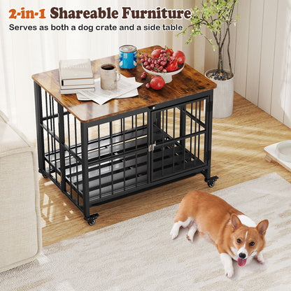 Foldable Dog Crate Furniture, Removable Tray, Lockable Door, S, Black Dog Kennels at Gallery Canada