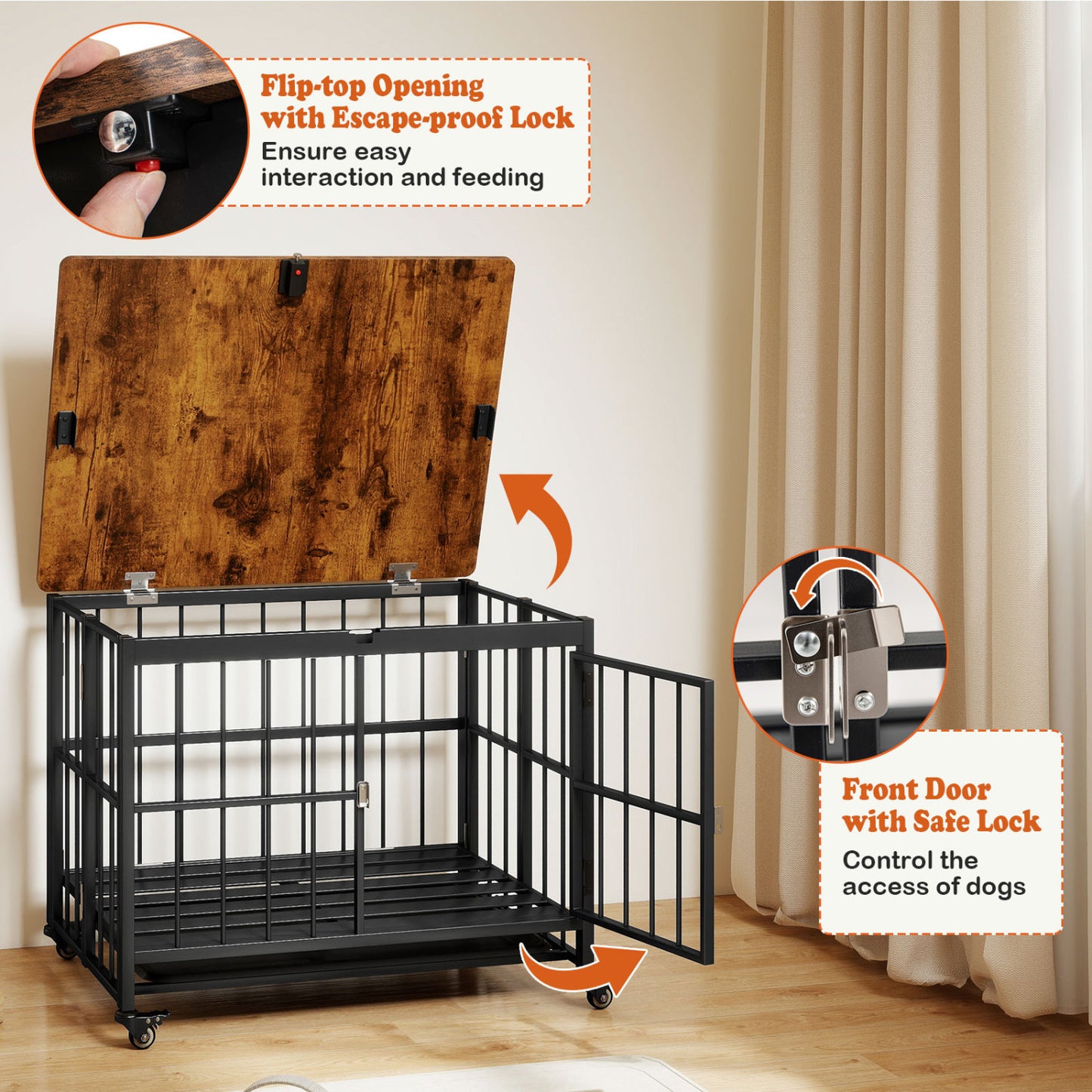 Foldable Dog Crate Furniture, Removable Tray, Lockable Door, S, Black Dog Kennels at Gallery Canada