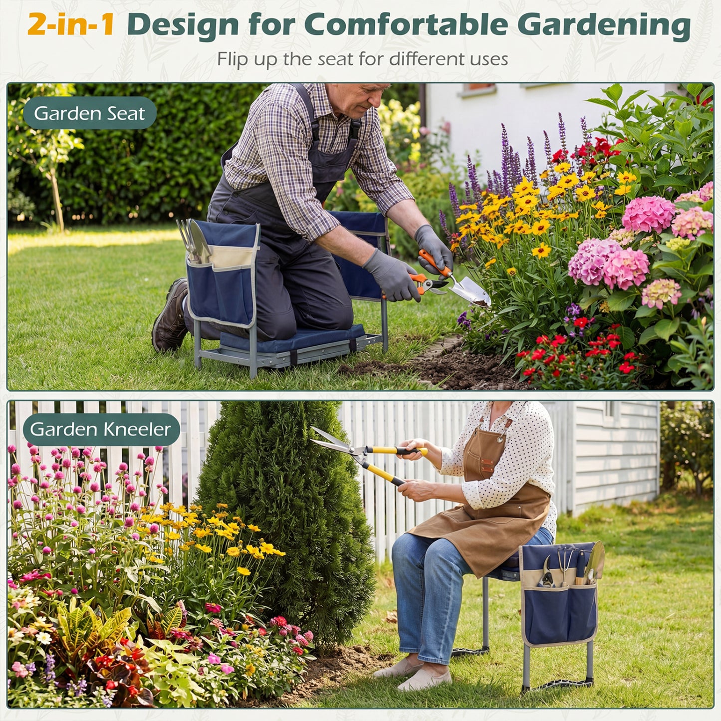Foldable Garden Kneeler And Seat, Navy Garden Tools at Gallery Canada