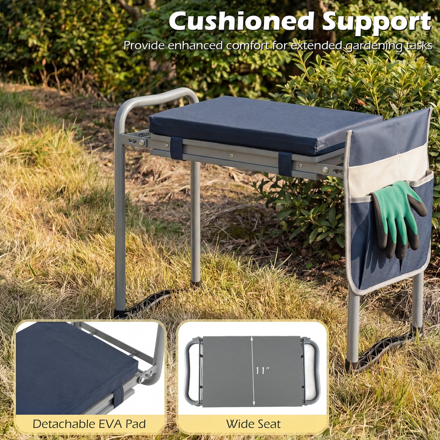 Foldable Garden Kneeler And Seat, Navy Garden Tools at Gallery Canada