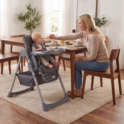 Foldable High Chair, 7-Level Height Adjustment, Gray