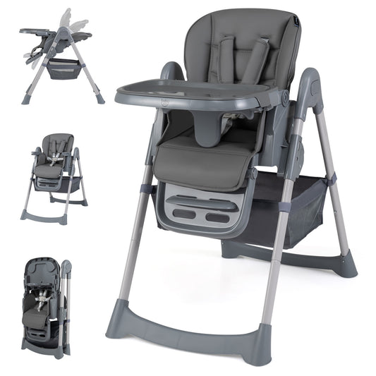 Foldable High Chair, 7-Level Height Adjustment, Gray High Chairs Gray at Gallery Canada