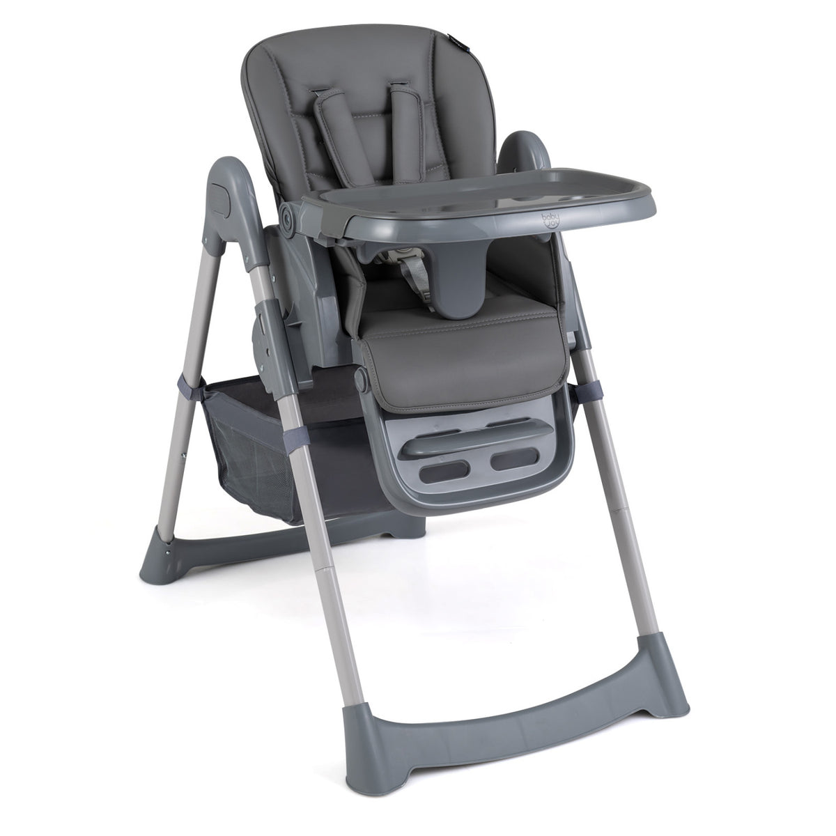 Foldable High Chair, 7-Level Height Adjustment, Gray