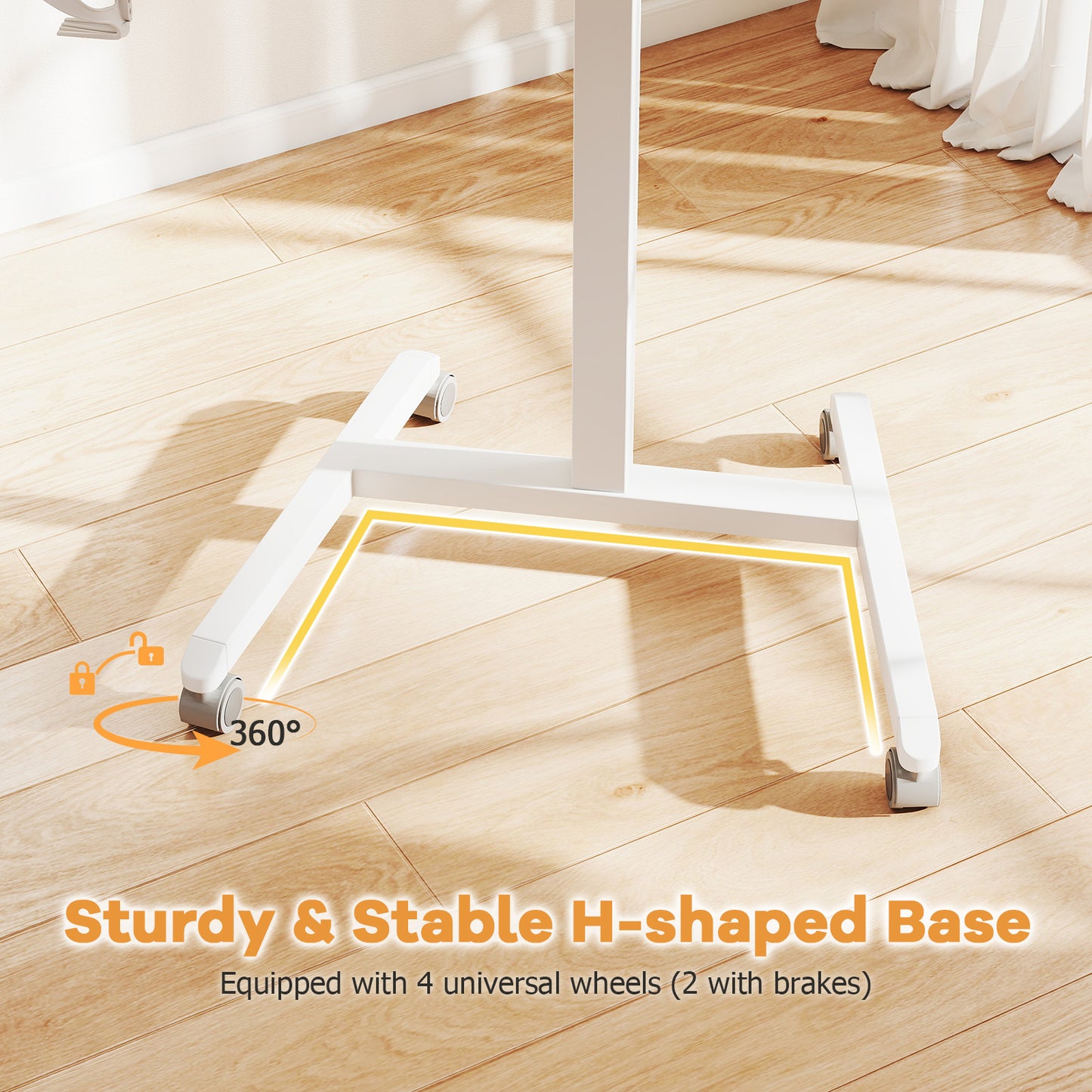 Foldable Mobile Standing Desk Rolling Laptop Desk with 90° Tiltable Tabletop, Natural Computer Desks at Gallery Canada