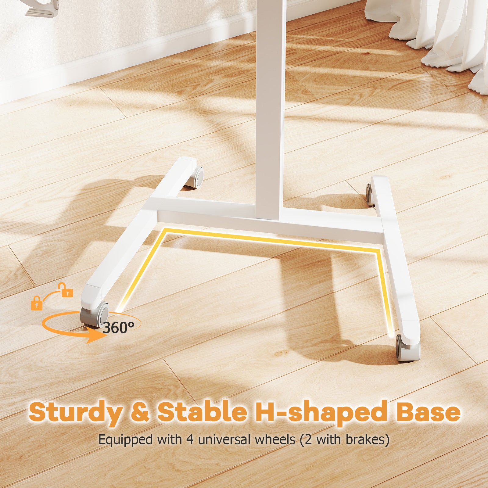 Foldable Mobile Standing Desk Rolling Laptop Desk with 90° Tiltable Tabletop, Natural Computer Desks at Gallery Canada