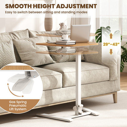 Foldable Mobile Standing Desk Rolling Laptop Desk with Wheels, Natural Computer Desks at Gallery Canada