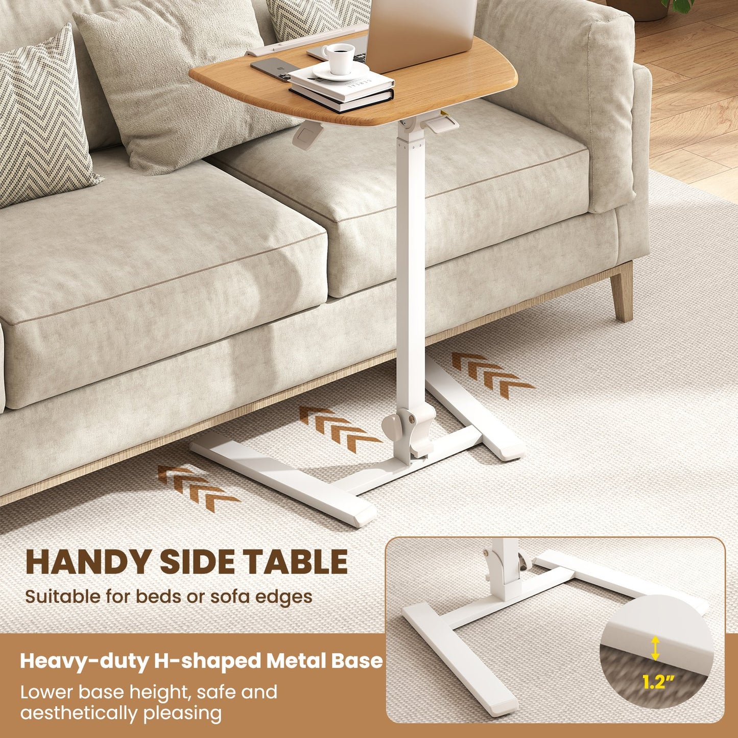 Foldable Mobile Standing Desk Rolling Laptop Desk with Wheels, Natural Computer Desks at Gallery Canada