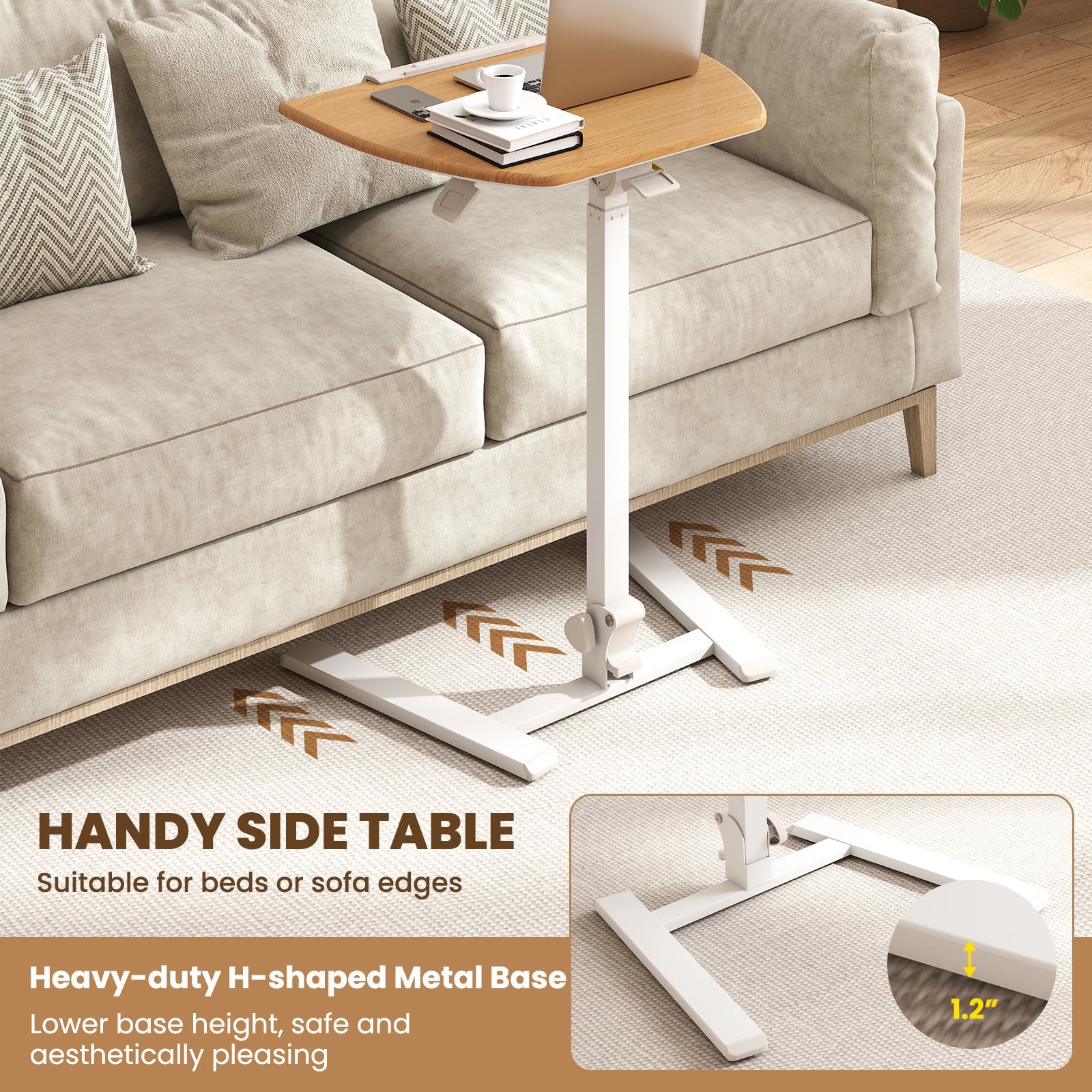 Foldable Mobile Standing Desk Rolling Laptop Desk with Wheels, Natural Computer Desks at Gallery Canada