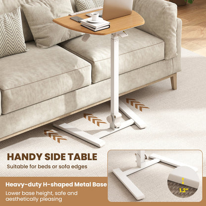 Foldable Mobile Standing Desk Rolling Laptop Desk with Wheels, Natural Computer Desks at Gallery Canada