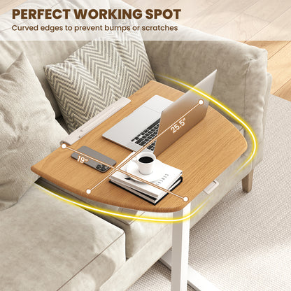 Foldable Mobile Standing Desk Rolling Laptop Desk with Wheels, Natural Computer Desks at Gallery Canada