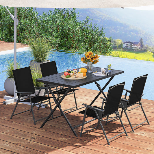 Foldable Outdoor Dining Table 48x30in Rectangular Metal Patio, Black Patio Dining Tables Black at Gallery Canada