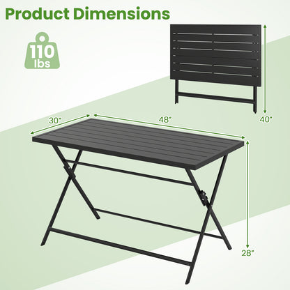 Foldable Outdoor Dining Table 48x30in Rectangular Metal Patio, Black Patio Dining Tables at Gallery Canada