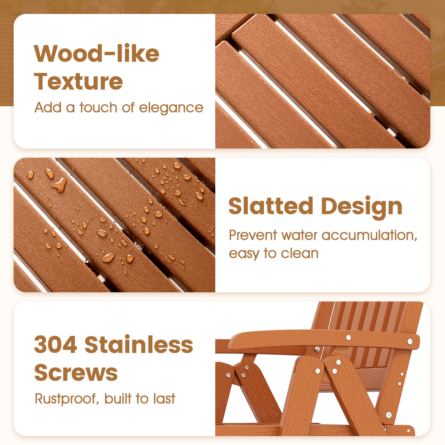 Foldable Patio Chair All-Weather HDPE Outdoor Dining Chair with Armrest, Brown Patio Dining Chairs at Gallery Canada