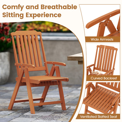Foldable Patio Chair All-Weather HDPE Outdoor Dining Chair with Armrest, Brown Patio Dining Chairs at Gallery Canada