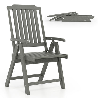 Foldable Patio Chair All-Weather HDPE Outdoor Dining Chair with Armrest, Gray Patio Dining Chairs Gray at Gallery Canada