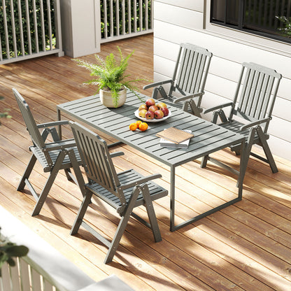 Foldable Patio Chair All-Weather HDPE Outdoor Dining Chair with Armrest, Gray Patio Dining Chairs at Gallery Canada