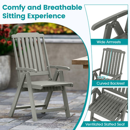 Foldable Patio Chair All-Weather HDPE Outdoor Dining Chair with Armrest, Gray Patio Dining Chairs at Gallery Canada
