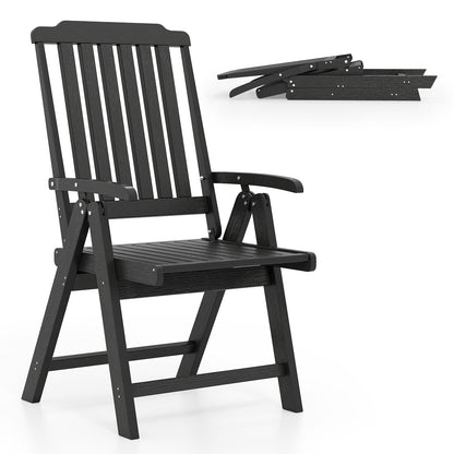 Foldable Patio Chair All-Weather HDPE Outdoor Dining Chair with Armrest, Black Patio Dining Chairs at Gallery Canada