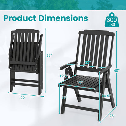 Foldable Patio Chair All-Weather HDPE Outdoor Dining Chair with Armrest, Black Patio Dining Chairs at Gallery Canada