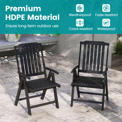 Foldable Patio Chair All-Weather HDPE Outdoor Dining Chair with Armrest, Black Patio Dining Chairs at Gallery Canada