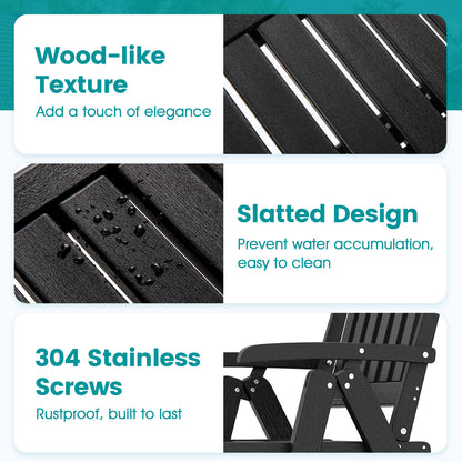Foldable Patio Chair All-Weather HDPE Outdoor Dining Chair with Armrest, Black Patio Dining Chairs at Gallery Canada