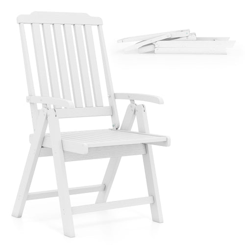 Foldable Patio Chair All-Weather HDPE Outdoor Dining Chair with Armrest, White