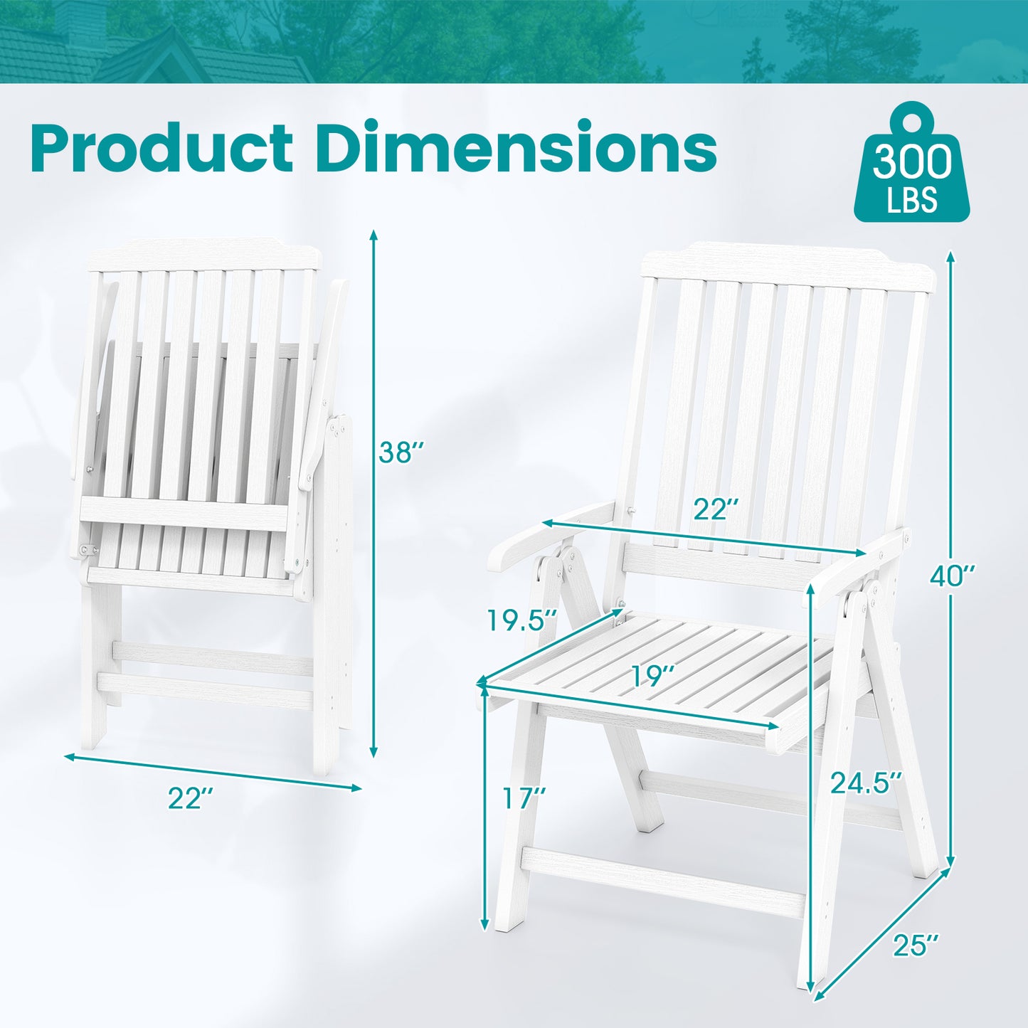 Foldable Patio Chair All-Weather HDPE Outdoor Dining Chair with Armrest, White Patio Dining Chairs at Gallery Canada