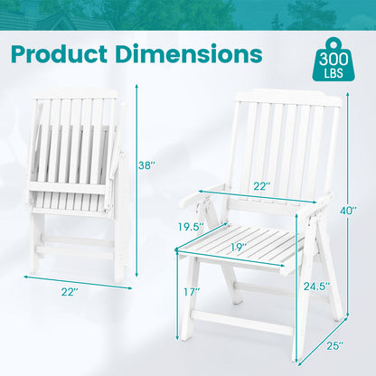 Foldable Patio Chair All-Weather HDPE Outdoor Dining Chair with Armrest, White Patio Dining Chairs at Gallery Canada