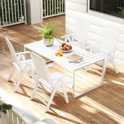 Foldable Patio Chair All-Weather HDPE Outdoor Dining Chair with Armrest, White Patio Dining Chairs at Gallery Canada