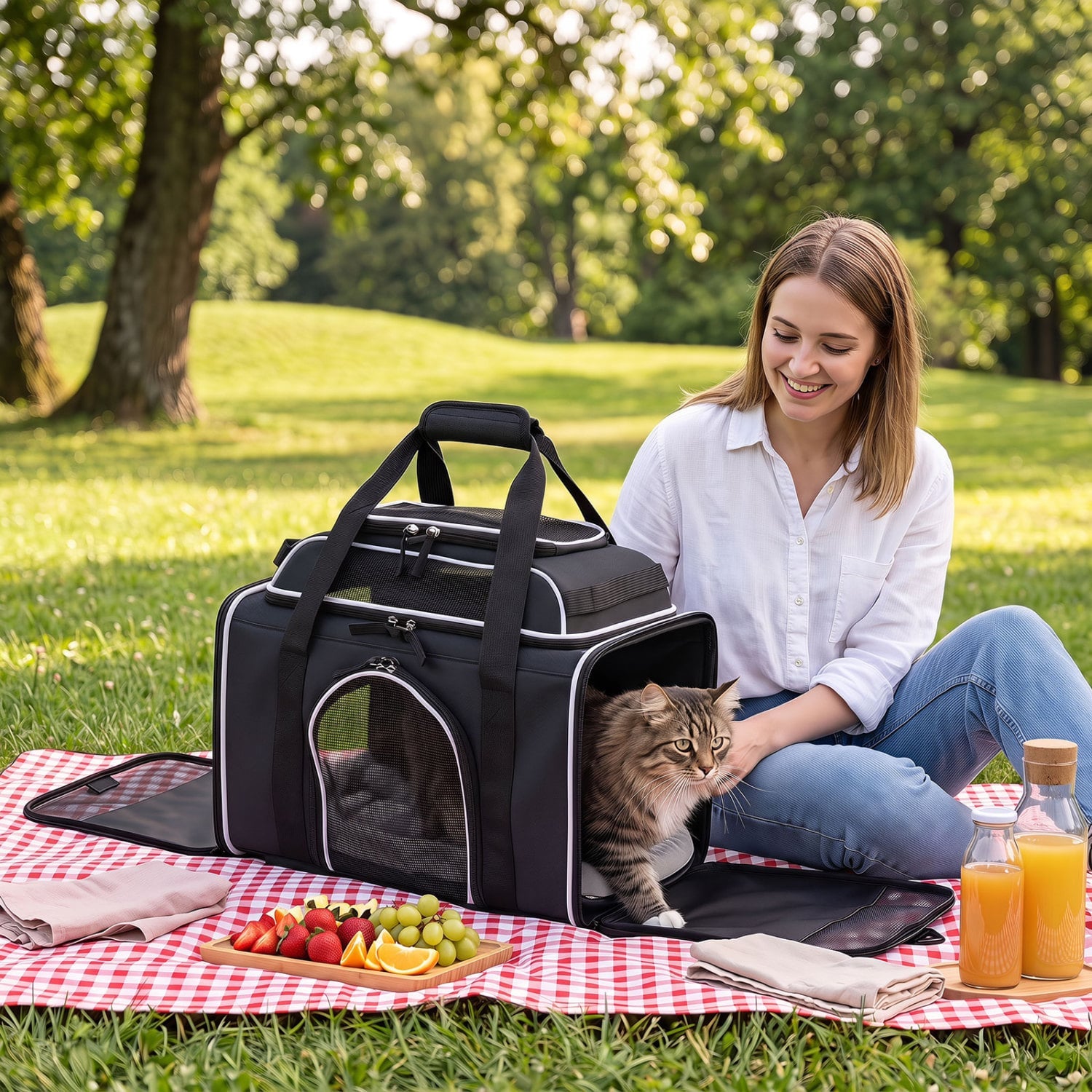 Foldable Pet Carrier with Wheels Airline Approved Rolling Cat and Dog Carrier, Black Pets at Gallery Canada