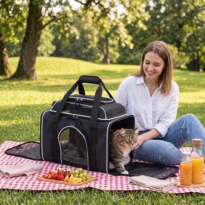 Foldable Pet Carrier with Wheels Airline Approved Rolling Cat and Dog Carrier, Black Pets at Gallery Canada