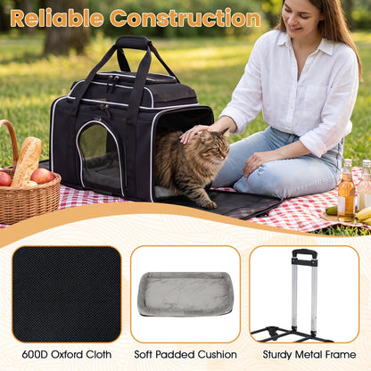 Foldable Pet Carrier with Wheels Airline Approved Rolling Cat and Dog Carrier, Black Pets at Gallery Canada