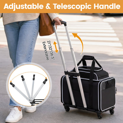 Foldable Pet Carrier with Wheels Airline Approved Rolling Cat and Dog Carrier, Black Pets at Gallery Canada