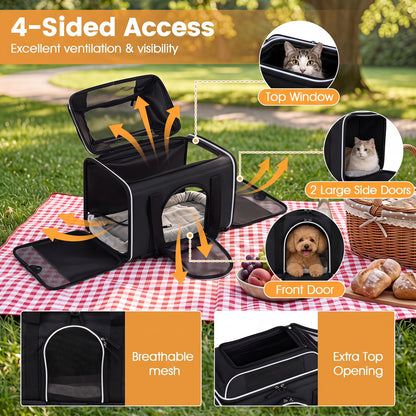 Foldable Pet Carrier with Wheels Airline Approved Rolling Cat and Dog Carrier, Black Pets at Gallery Canada