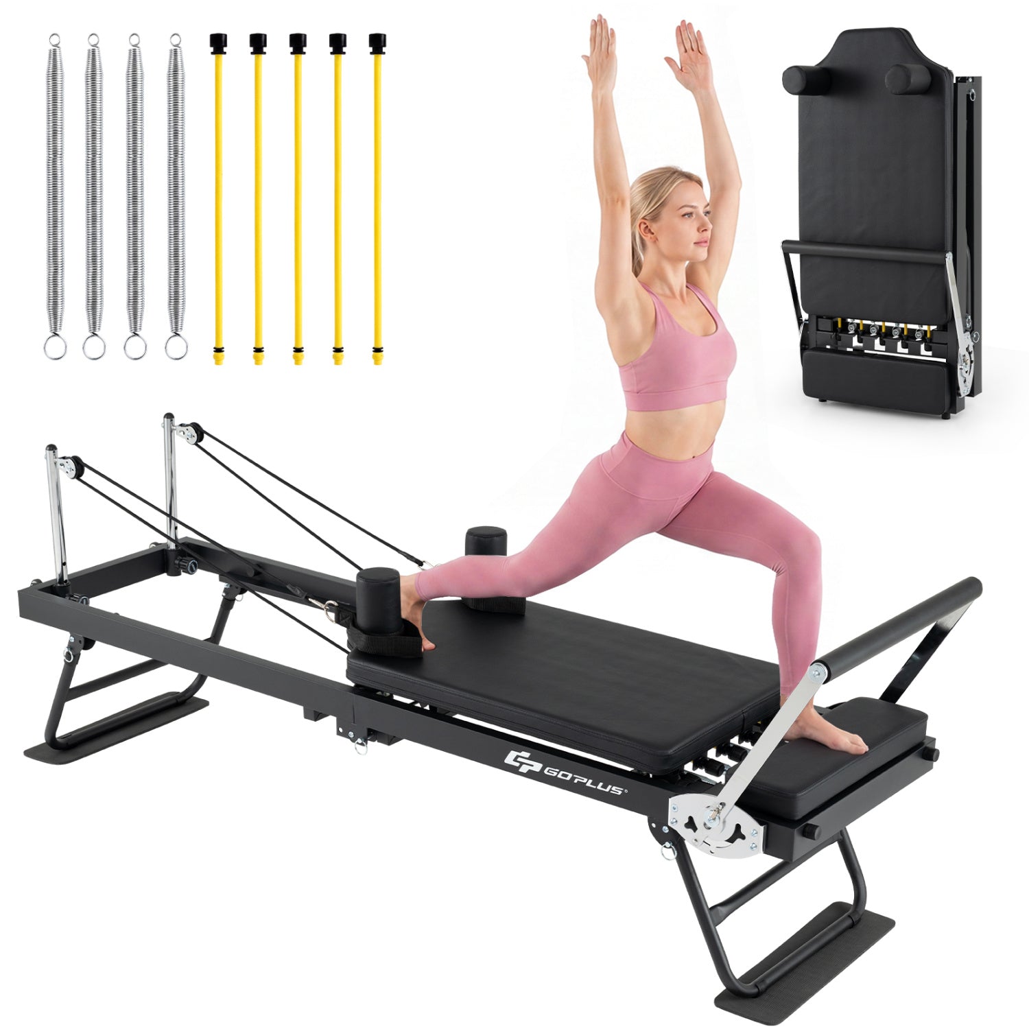 Foldable Pilates Reformer Machine, Large, Black Sport Equipments at Gallery Canada