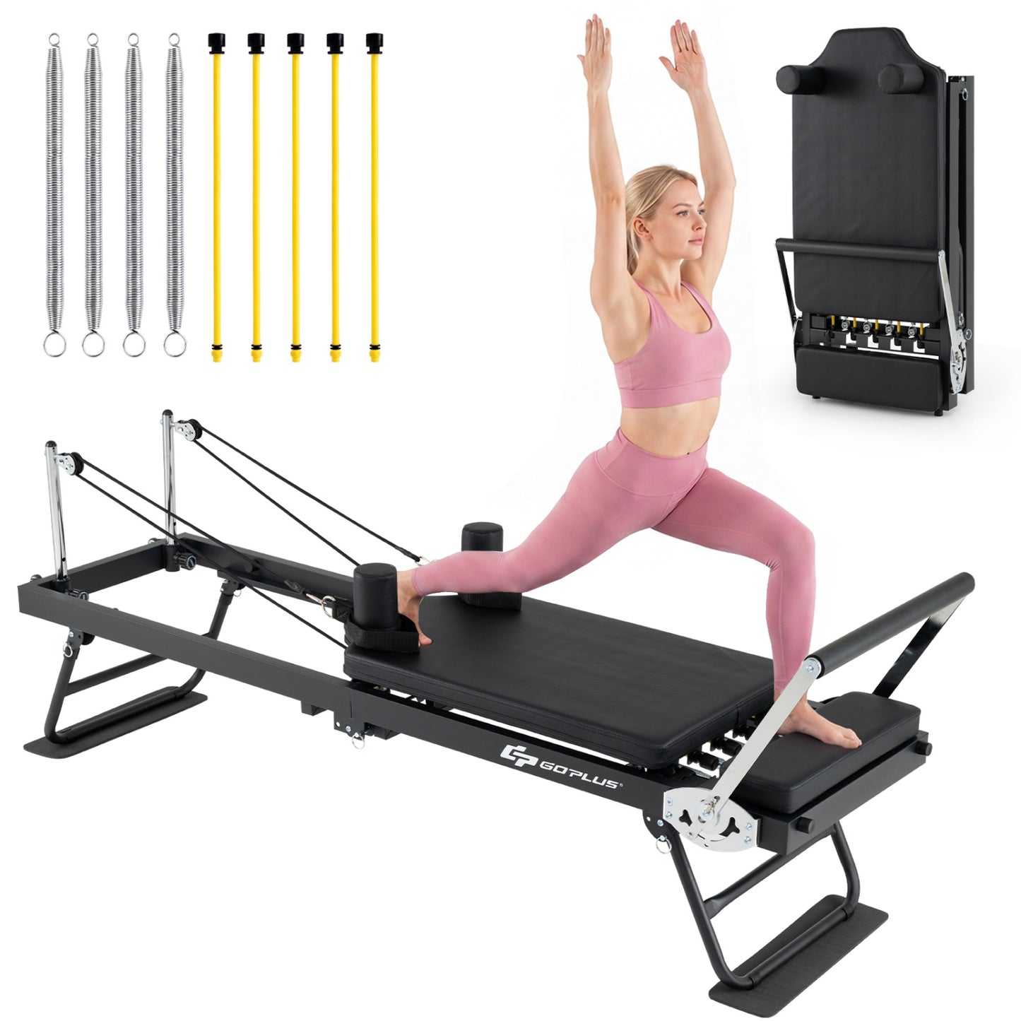 Foldable Pilates Reformer Machine, Large, Black Sport Equipments at Gallery Canada