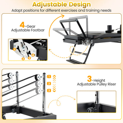 Foldable Pilates Reformer Machine, Large, Black Sport Equipments at Gallery Canada